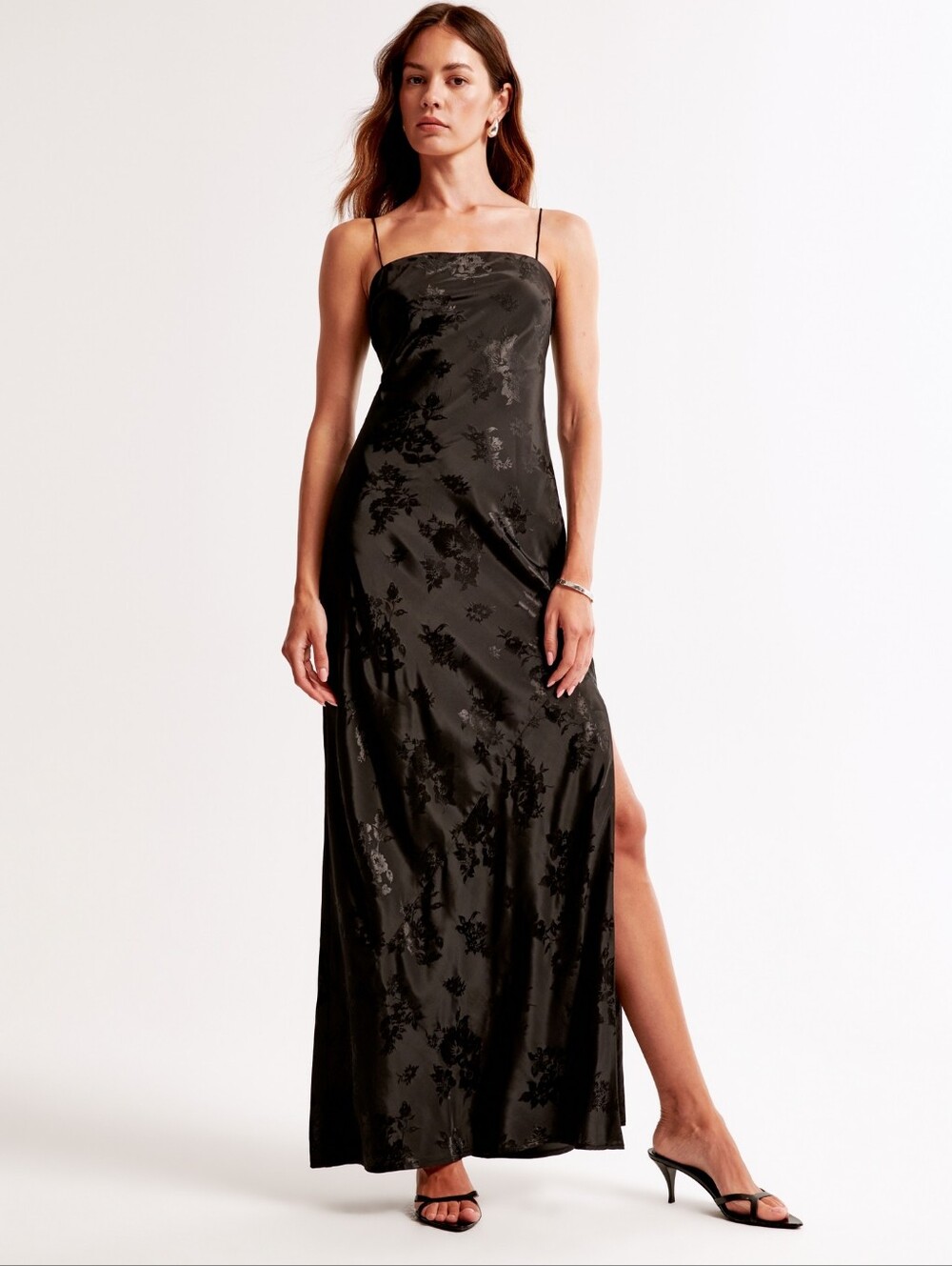 A&F Julia Slip Satin Jacquard Maxi Dress Petite
